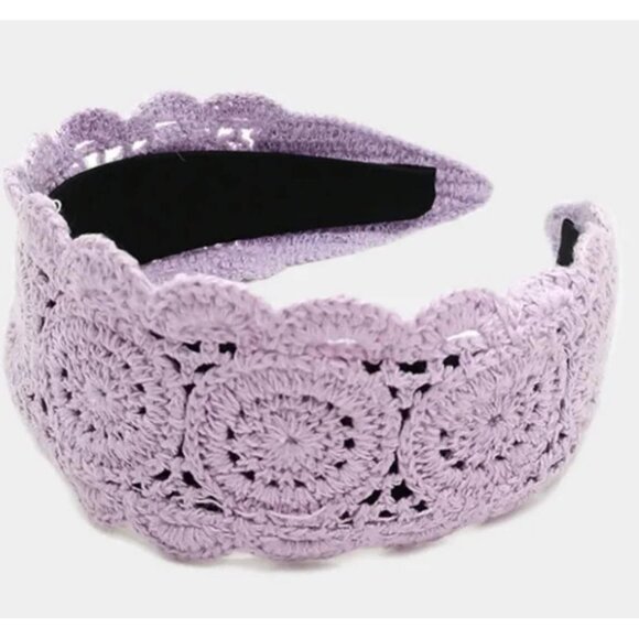 Purple headband , crochet headband , lavender headband , solid crochet headband - Picture 2 of 2